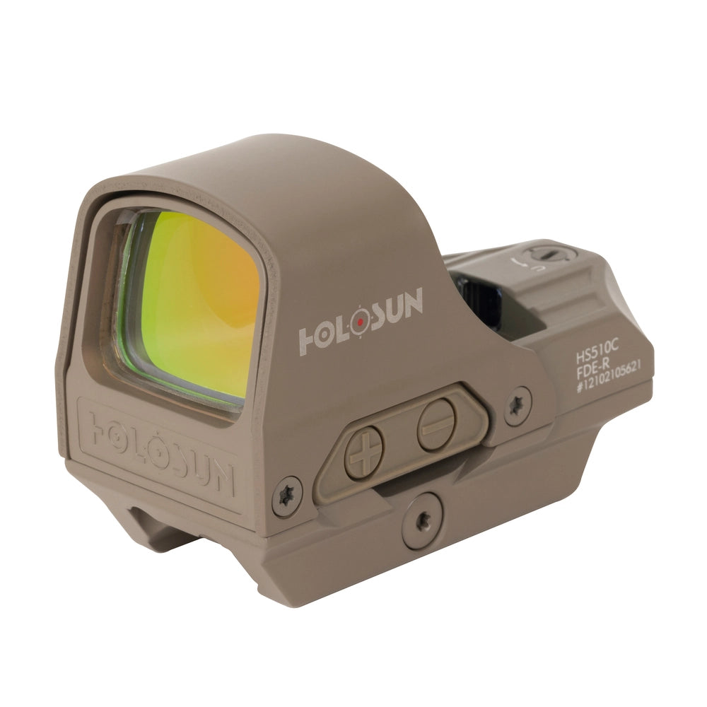 Holosun HS510C FDE Red Dot 65 MOA Circle 2 MOA Red Dot Aluminum Housing Matte Finish Solar with Internal Battery - HS510C-FDE