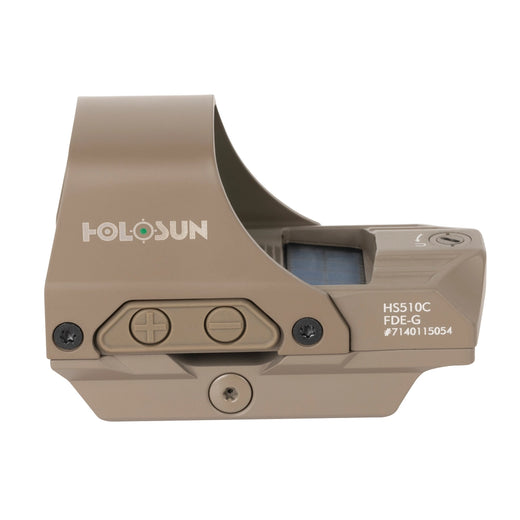 Holosun HS510C FDE Green Dot 65 MOA Circle 2 MOA Green Dot Aluminum Housing Matte Finish Solar with Internal Battery - HE510C-GR-FDE