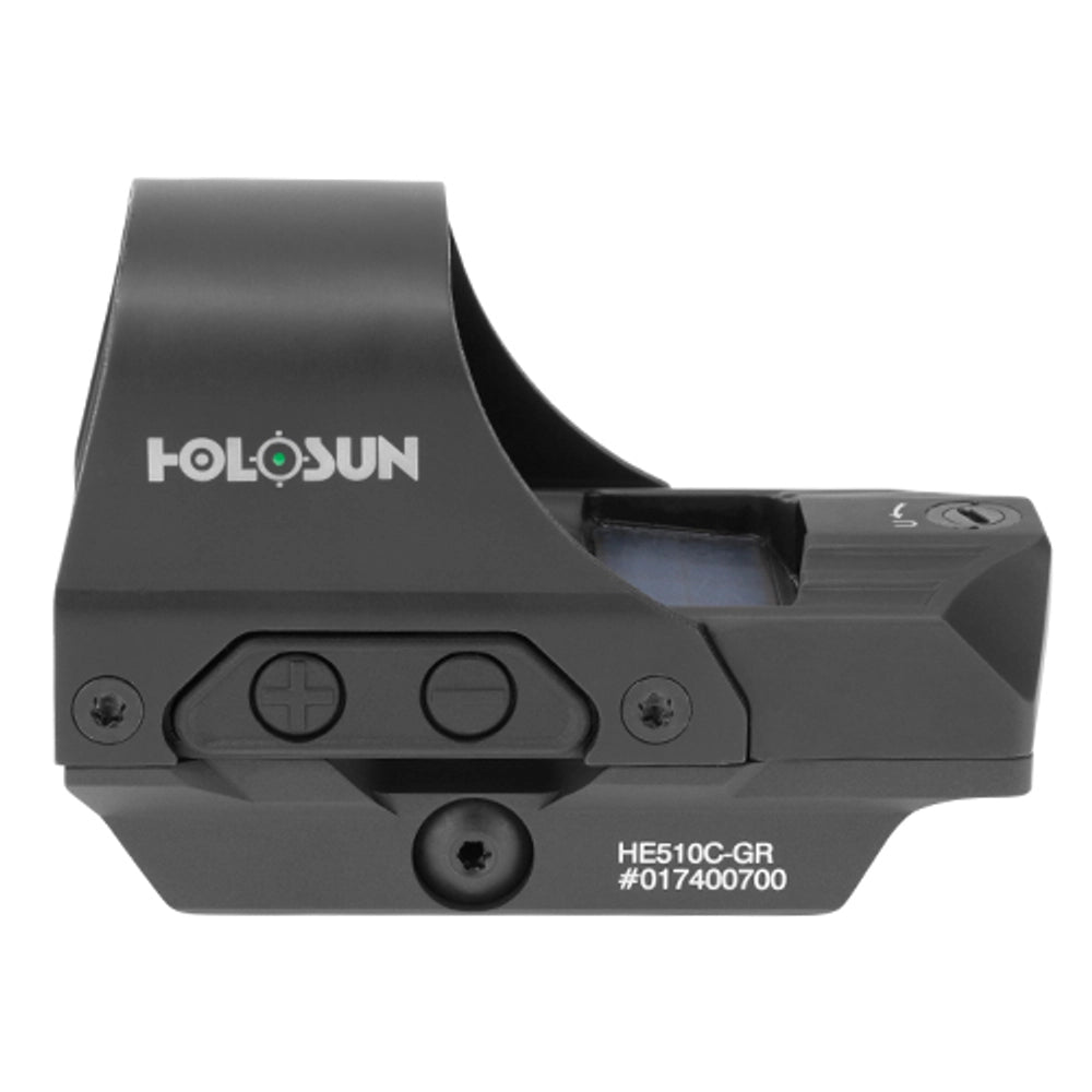 Holosun 510C Green Dot Reflex Sight, 65MOA Circle 2 MOA Dot, Solar with Internal Battery, Quick Release Mount, Protective Hood - HE510C-GR