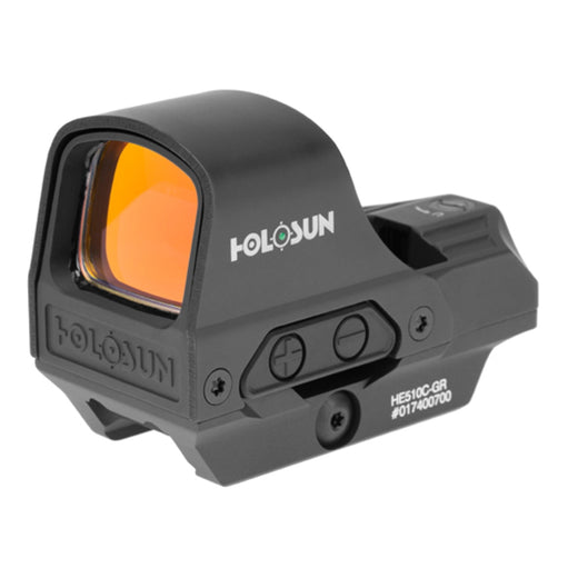 Holosun 510C Green Dot Reflex Sight, 65MOA Circle 2 MOA Dot, Solar with Internal Battery, Quick Release Mount, Protective Hood - HE510C-GR