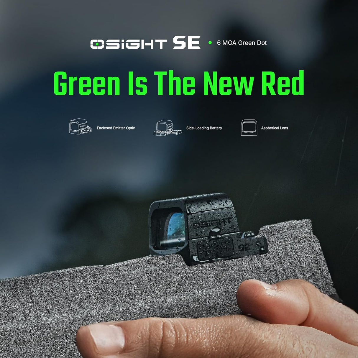 Osight SE Enclosed Green 6 MOA Dot, Side Battery, RMSc Footprint