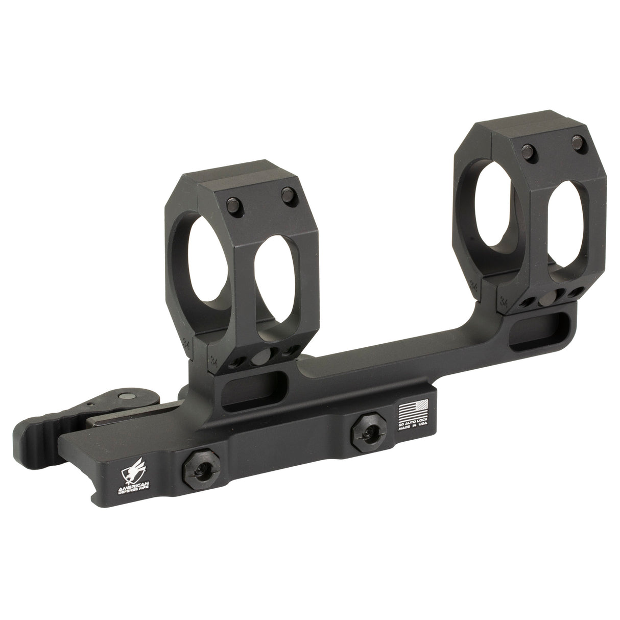American Defense Mfg 34mm Medium Cantilever Scope Mount Rings in Black Anodized - 1