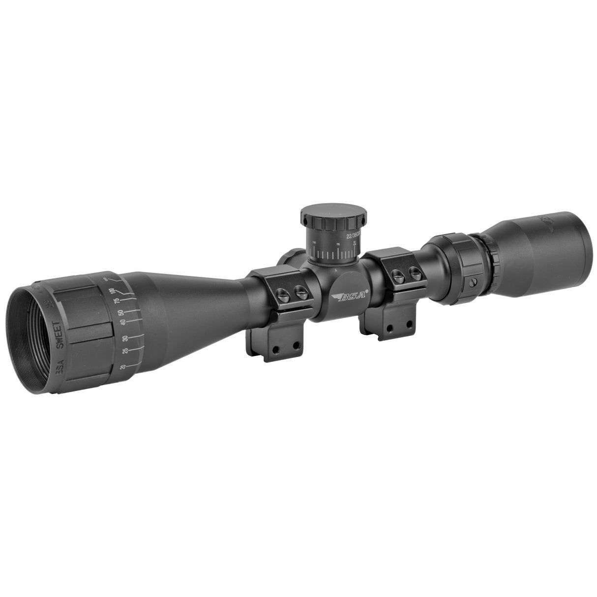 BSA Sweet 22 4-12x40mm AO Rifle Scope for .22LR with 1-Inch Tube and Adjustable Objective for rimfire shooting