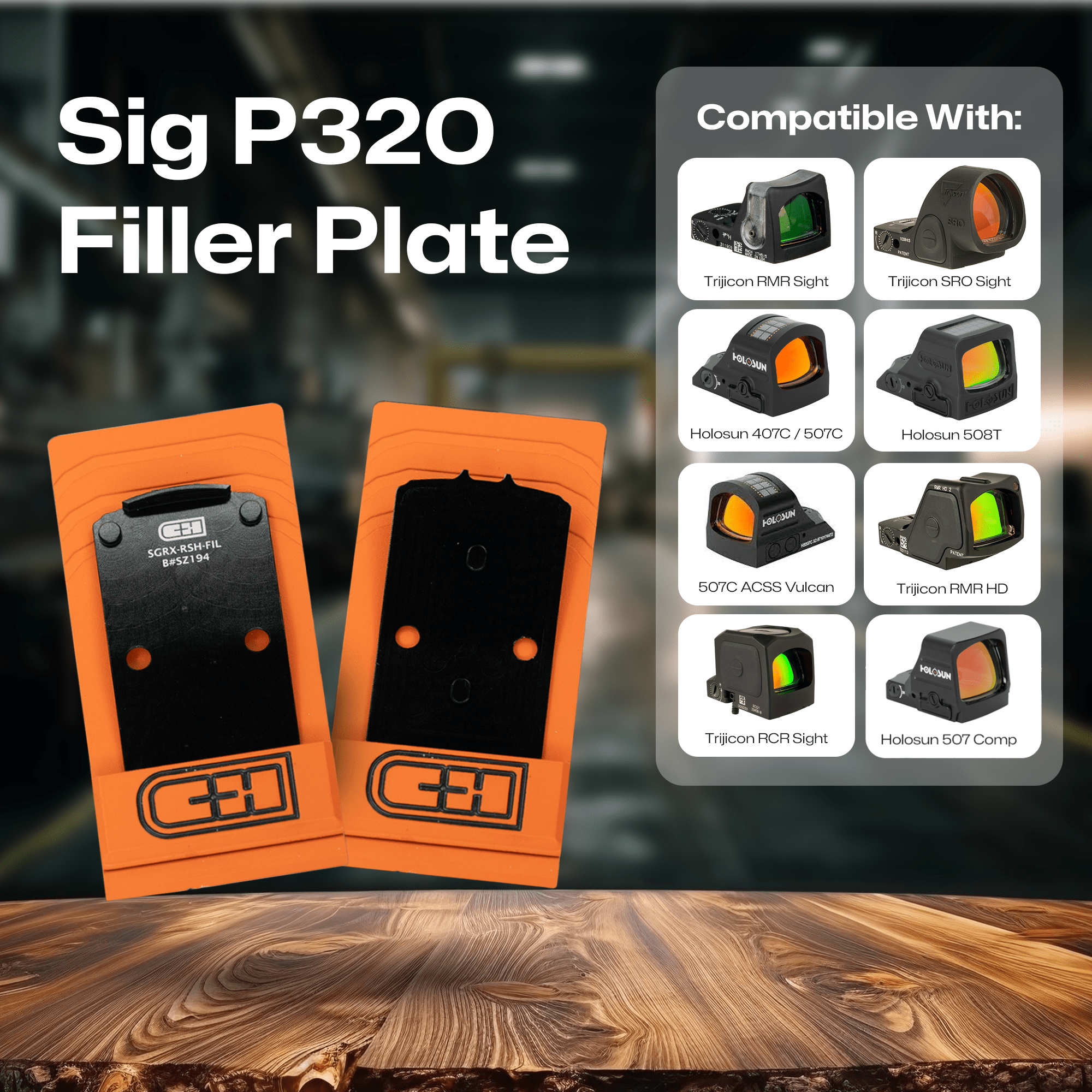 Sig P320 Filler Plate for Romeo 1 Pro Slides that have RMR Holes and have Rear Dovetail Sights Attached to slide - SGRX-RSH-FIL