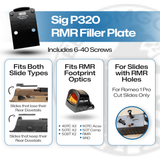 Sig P320 Filler Plate for Romeo 1 Pro Slides that have RMR Holes and have Rear Dovetail Sights Attached to slide - SGRX-RSH-FIL