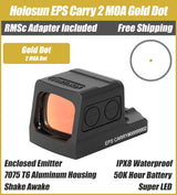 Holosun EPS Carry 2 MOA Gold Dot, K Series Footprint (Modified RMSc), RMSc Adapter Plate Included, Side Battery - EPS-CARRY-GD-2