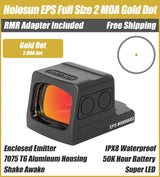 Holosun EPS Full Size 2 MOA Gold Dot, Closed Emitter Sight,  K Series Footprint (Modified RMSc), RMR Adapter Plate Included - EPS-GD-2