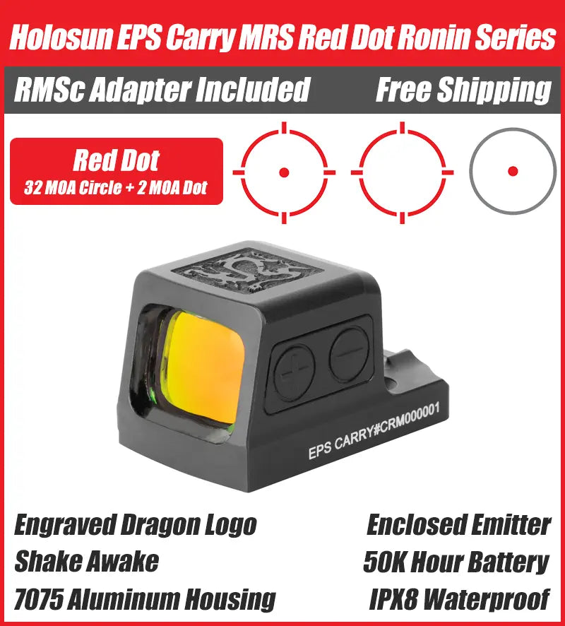 Holosun EPS Carry - Ronin Series - Red Dot - Green Dot - Engraved Ronin Dragon Logo