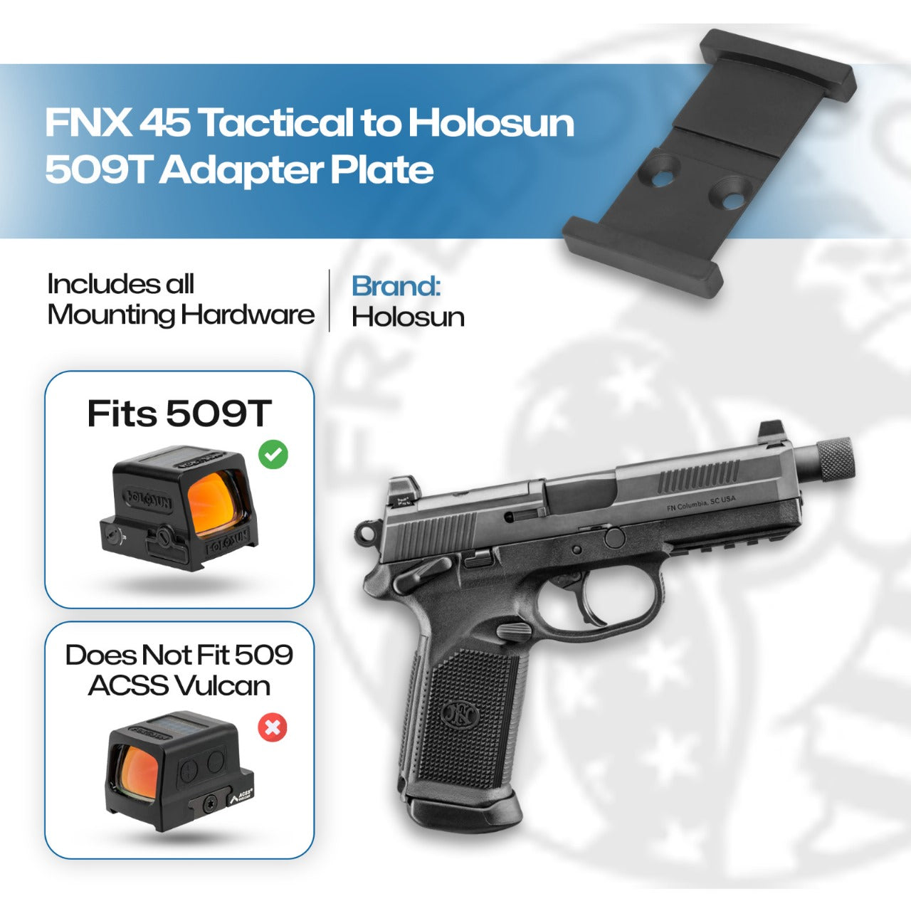 Holosun FNX45 Tactical to 509T Adapter Plate Freedom Gorilla