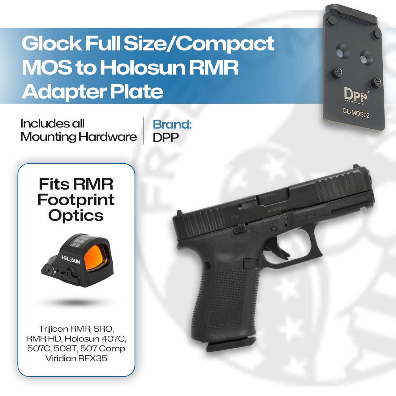 Glock MOS Fullsize & Compact to RMR - 407C/507C/508T/507COMP - Titanium (Does Not Fit 43X/48 MOS) - DPP