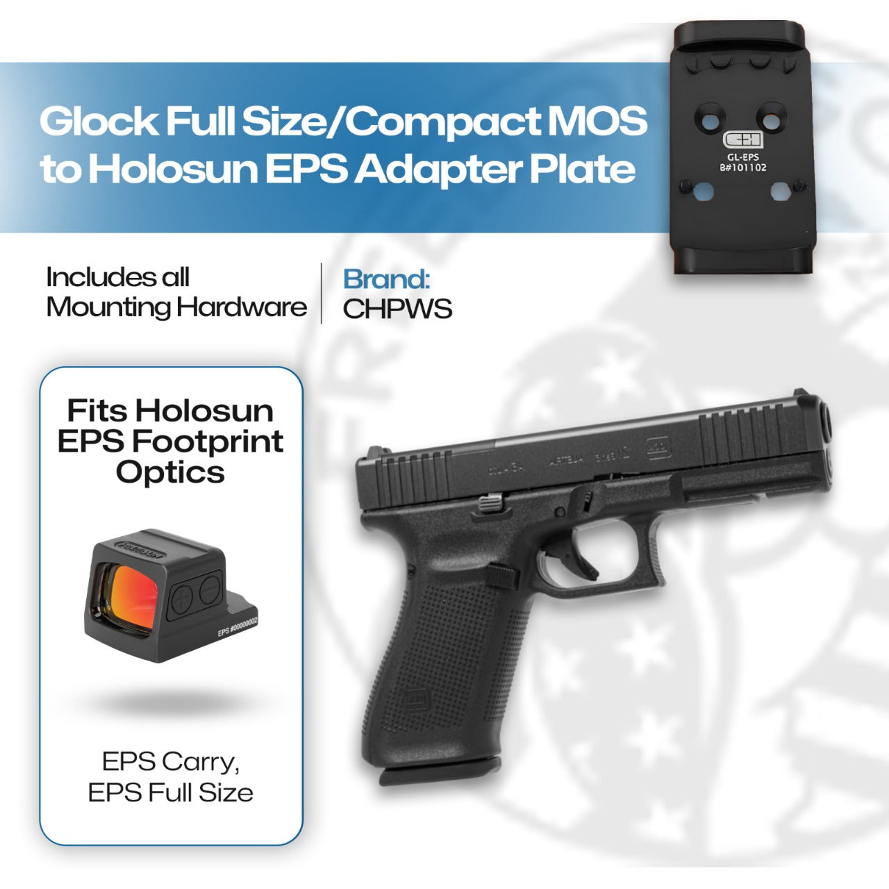 Glock 43x/48 MOS to Holosun EPS/Carry Adapter Plate - CHPWS - GLX