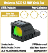 Holosun 507C X3, 32 MOA Ring & 2 MOA Gold Dot, RMR Footprint, MRS Reticle, Side Battery, Solar Failsafe - 507C-X3-GD-MRS