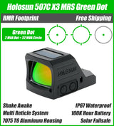 Holosun 507C X3, 32 MOA Ring & 2 MOA Green Dot, RMR Footprint, MRS Reticle, Side Battery, Solar Failsafe - 507C-X3-GR-MRS
