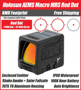 Holosun AEMS-MACRO, Enclosed Pistol Red Dot Sight, RMR/509T Footprint, Solar Failsafe - AEMS-MACRO-RD