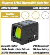 Holosun AEMS-MICRO, Enclosed Pistol Gold Dot Sight, RMSc Footprint, Solar Failsafe - AEMS-MICRO-GD