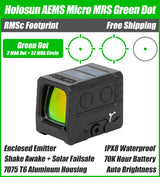 Holosun AEMS-MICRO, Enclosed Pistol Green Dot Sight, RMSc Footprint, Solar Failsafe - AEMS-MICRO-GR