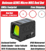 Holosun AEMS-MICRO, Enclosed Pistol Red Dot Sight, RMSc Footprint, Solar Failsafe - AEMS-MICRO-RD