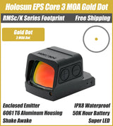 Holosun EPS Core Gold Dot, 3 MOA Dot, K Series Footprint (Modified RMSc), Solar Failsafe - EPS-CORE-GD3