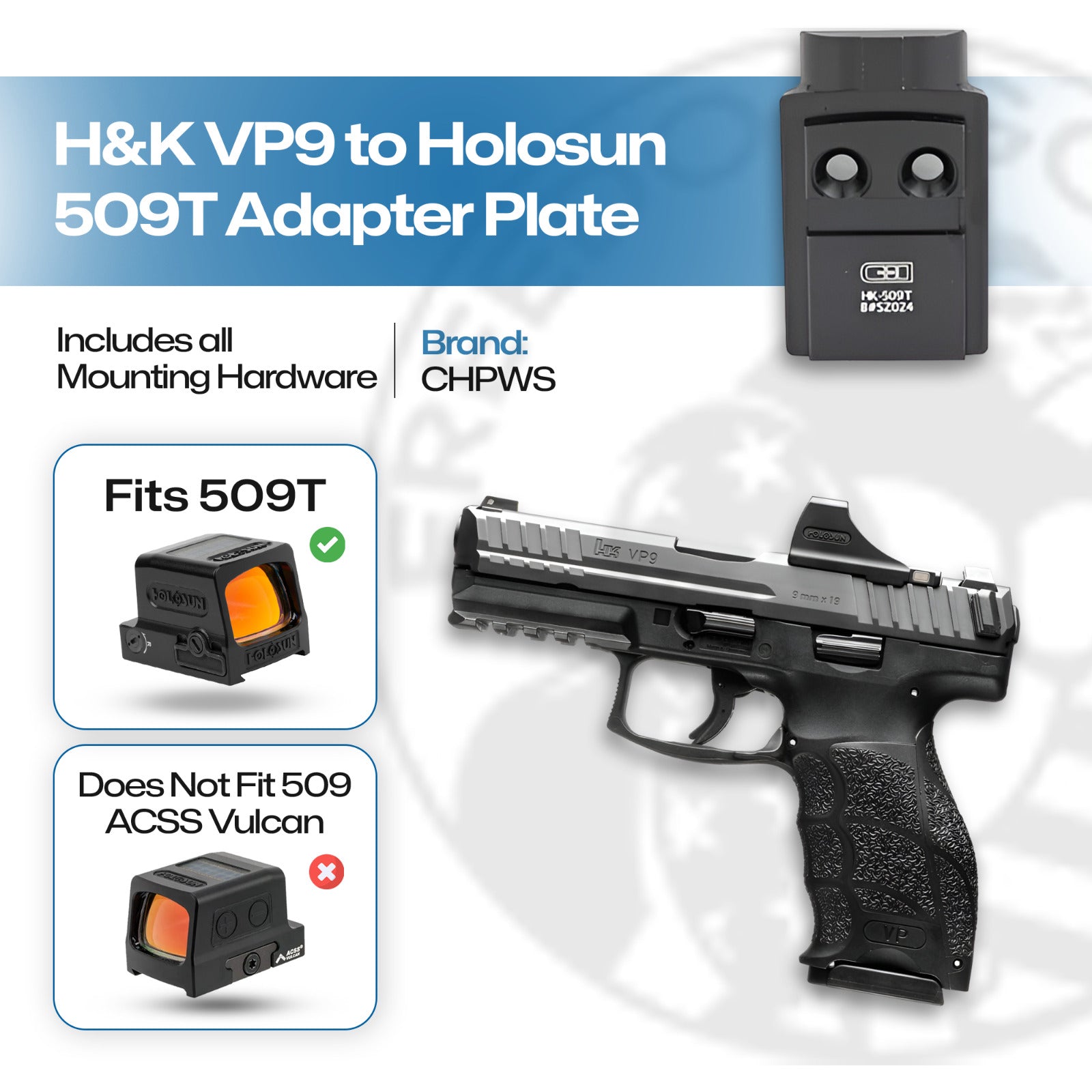 Heckler & Koch VP9 to Holosun 509T Adapter Plate - CHPWS