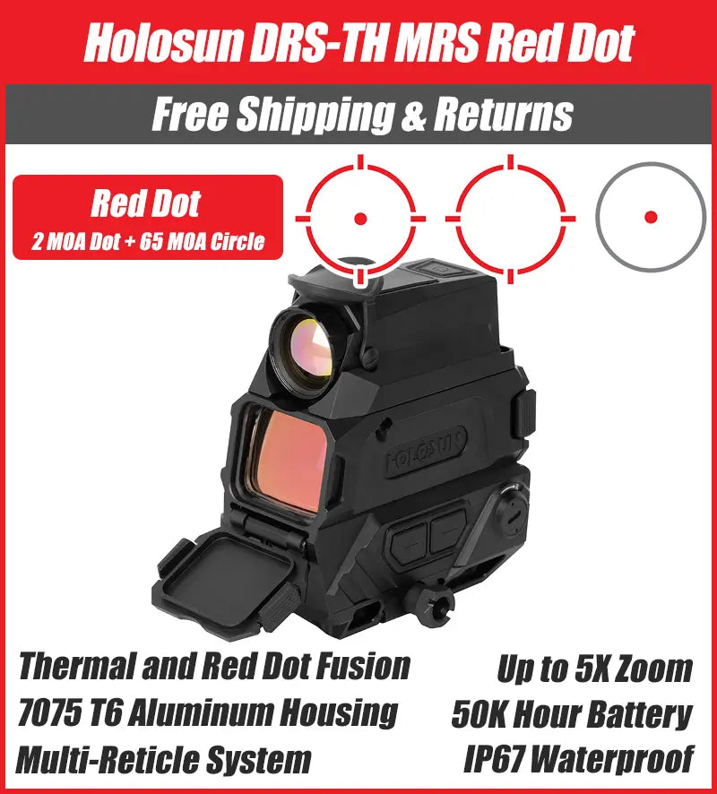 Holosun DRS-TH Integrated, Thermal Vision, 65 MOA Ring & 2 MOA Red Dot, 5x Digital Zoom