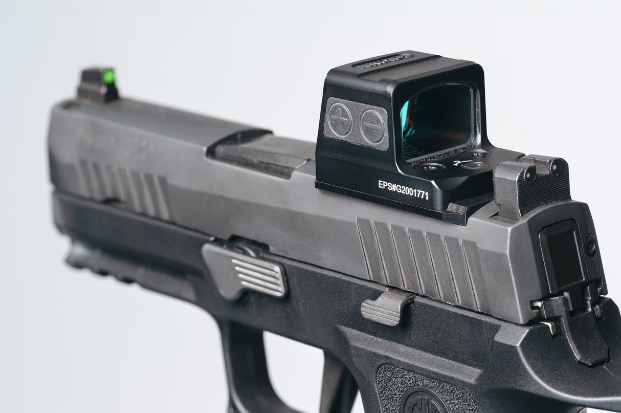 Sig P320/226/229 Romeo 1 Pro Cut Optic Plate With Rear Dovetails Attached to Holosun Full Size EPS - Calculated Kinetics