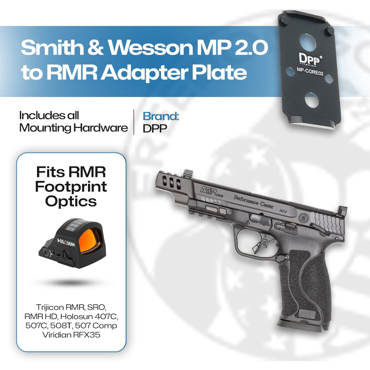 S&W M&P 2.0 Full Size/Compact RMR Adapter Plate 407C/507C/508T/507COMP ...