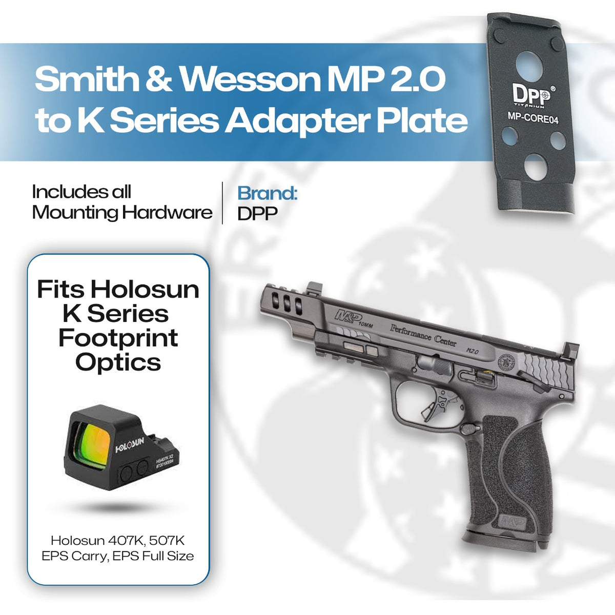 Mp Adapter S&W M&P 2.0 Full Size/Compact to K Footprint Adapter Plate 407K/507K/E ...