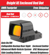 Osight XE Enclosed Red Dot Sight, RMR Footprint, 2/6+32 MOA Multi-Reticle System, Battery Operated