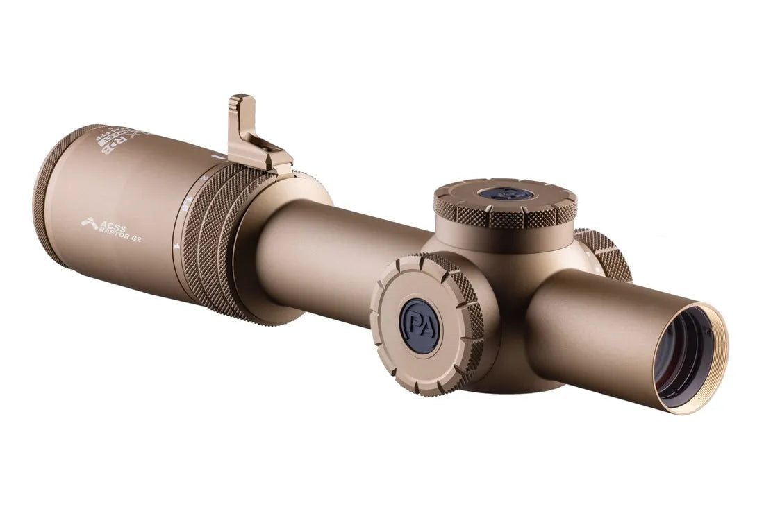 Primary Arms PLxC 1-8x24 FFP RDB Rifle Scope with ACSS Raptor 5.56/.308 Yard G2 Reticle - FDE