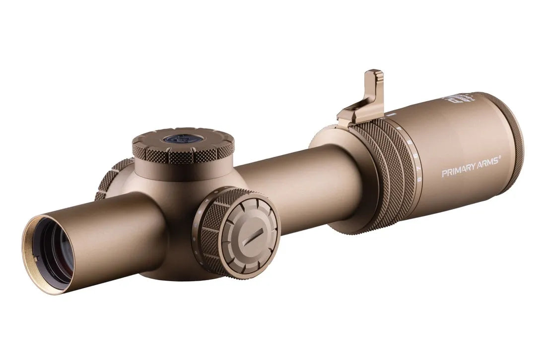 Primary Arms PLxC 1-8x24 FFP RDB Rifle Scope with ACSS Raptor 5.56/.308 Yard G2 Reticle - FDE