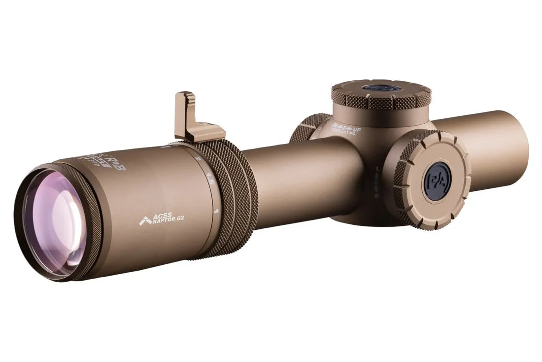 Primary Arms PLxC 1-8x24 FFP RDB Rifle Scope with ACSS Raptor 5.56/.308 Yard G2 Reticle - FDE
