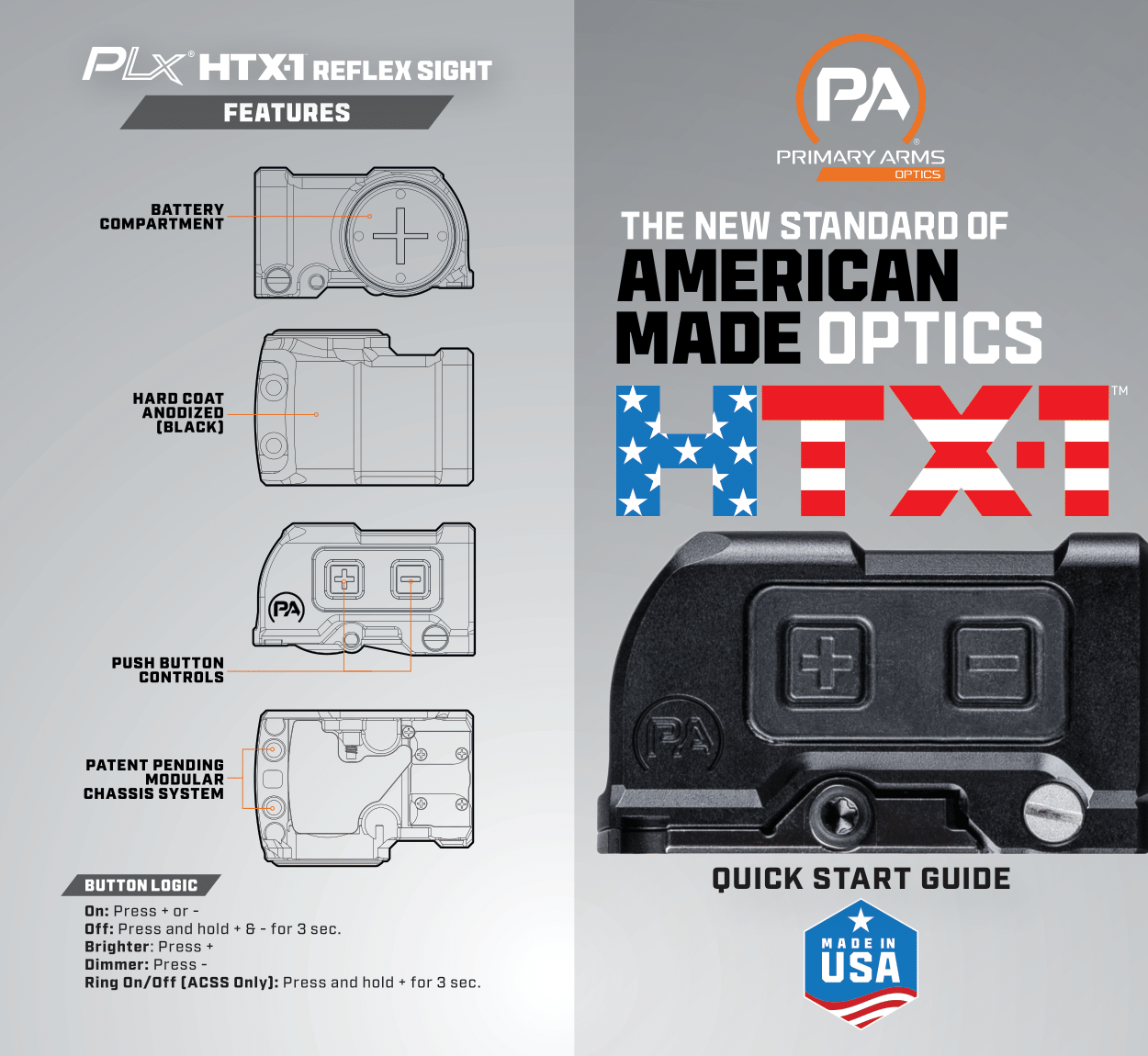 Primary Arms HTX-1 Red Dot, MOS & RMR Footprint, Enclosed Emitter, ACS ...