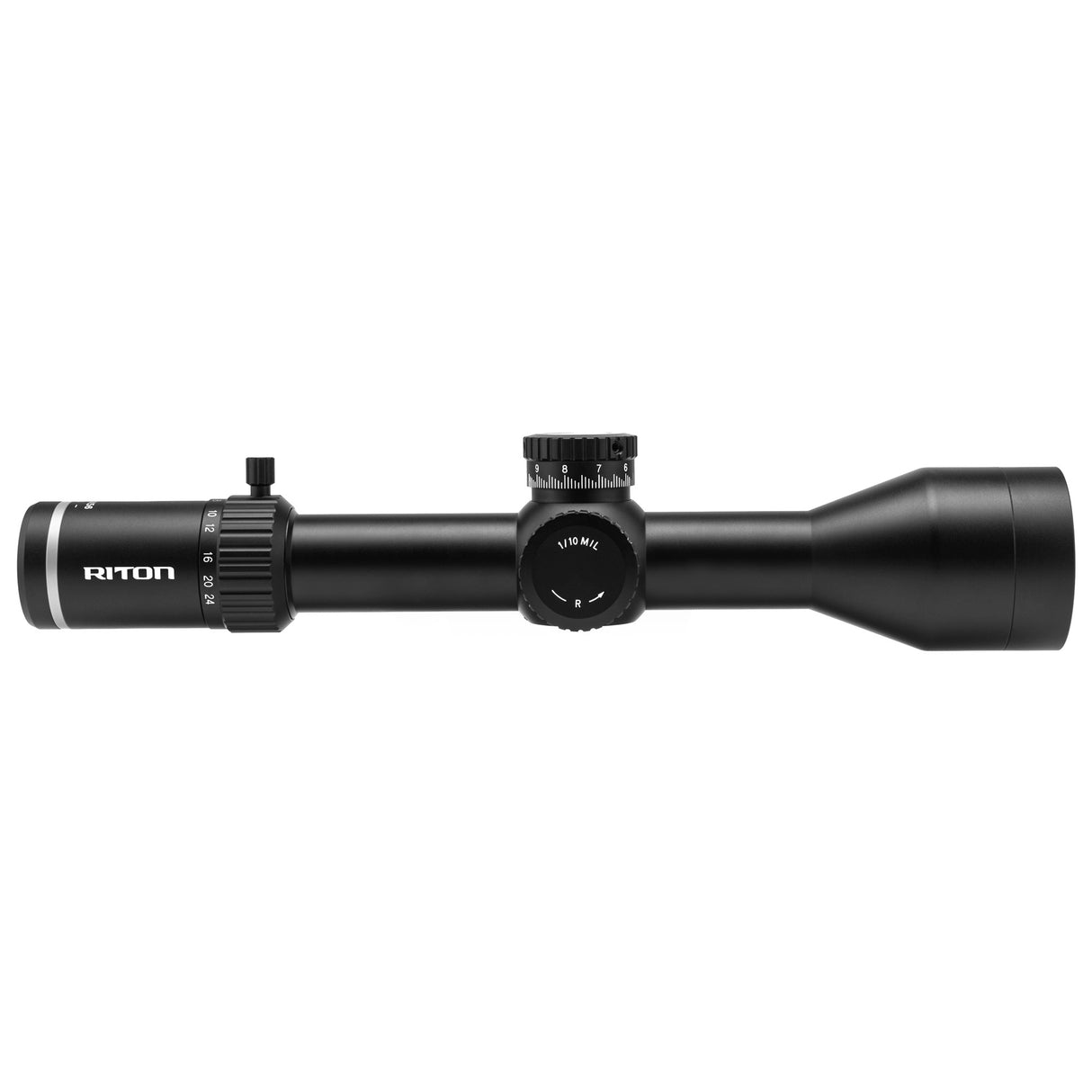 Riton 7 Conquer 3-24x56 FFP Illuminated MRAD Riflescope with ODEN Reticle and 34mm Tube for long-range precision