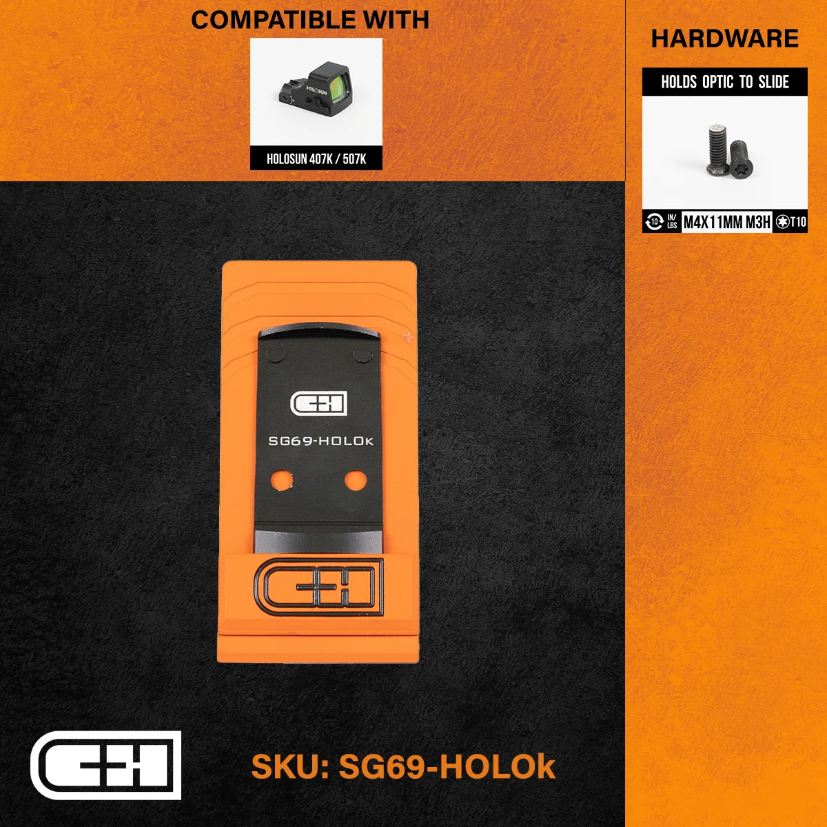 Sig P226/P229 to Holosun 407K/507K/EPS Carry for Romeo 1 Pro Cut Slides Only - Adapter Plate CHPWS - SG69-HOLOk