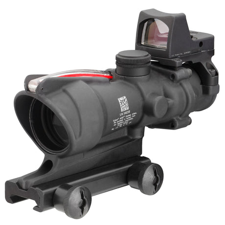 Trijicon ACOG 4x32 Fixed Power Riflescope with Red Chevron .223 Reticle and RMR sight (TA31-D-100549) for superior accuracy and CQB speed.