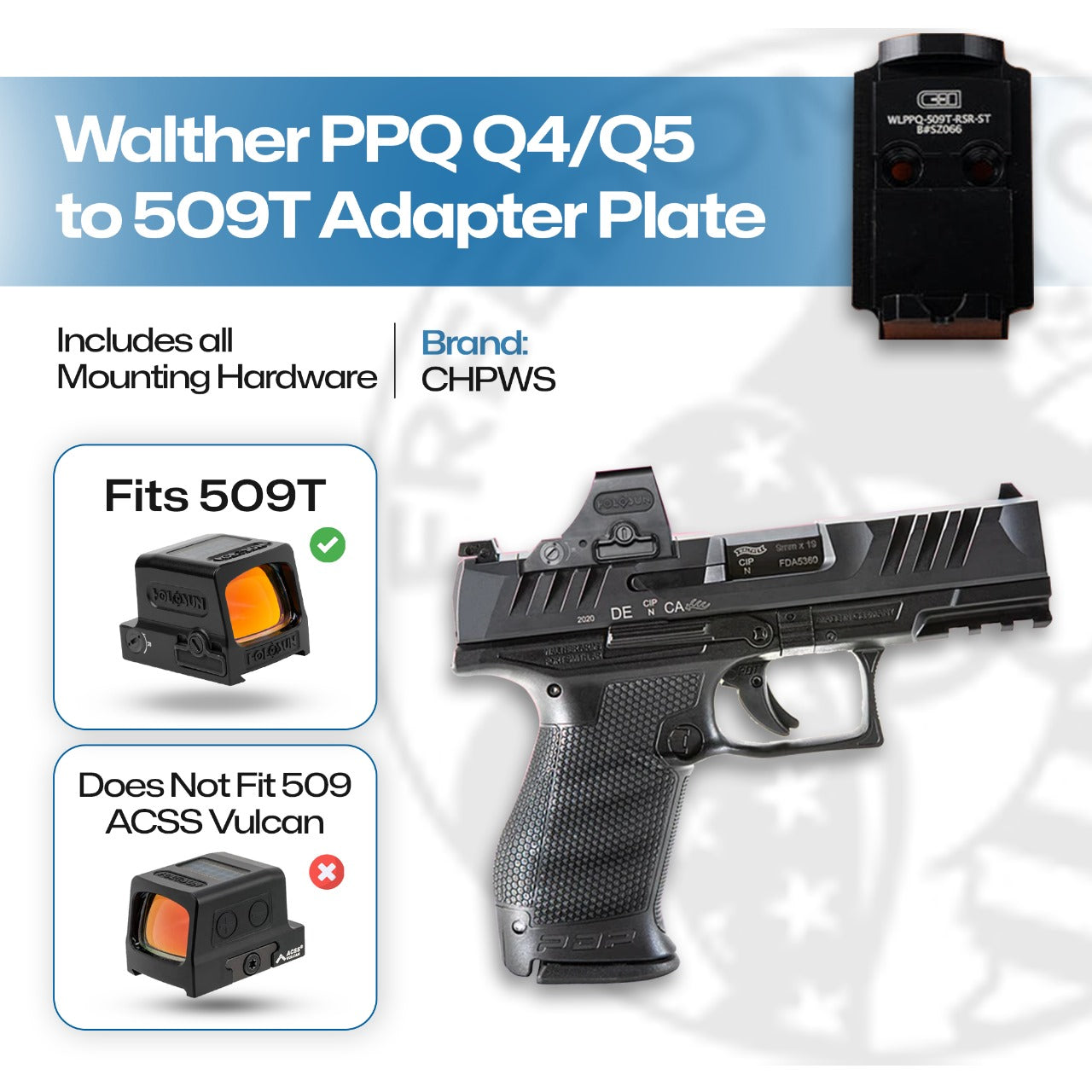 Walther PPQ / Q4 / Q5 to Holosun 509T - CHPWS - WLPPQ-509T