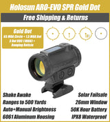 Holosun ARO-EVO Gold SPR Reticle, BDC (Drop Compensation Reticle), 26mm Housing, Shake Awake, 1/3 Co-Witness - ARO-EVO-SPR-GD