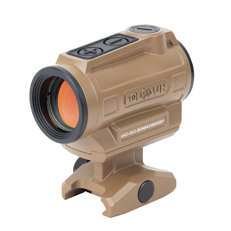 Holosun Brown ARO Red 2MOA Dot Only Reticle 22mm Housing, Shake Awake, 1/3 Co-Witness - ARO-RD2-BRN