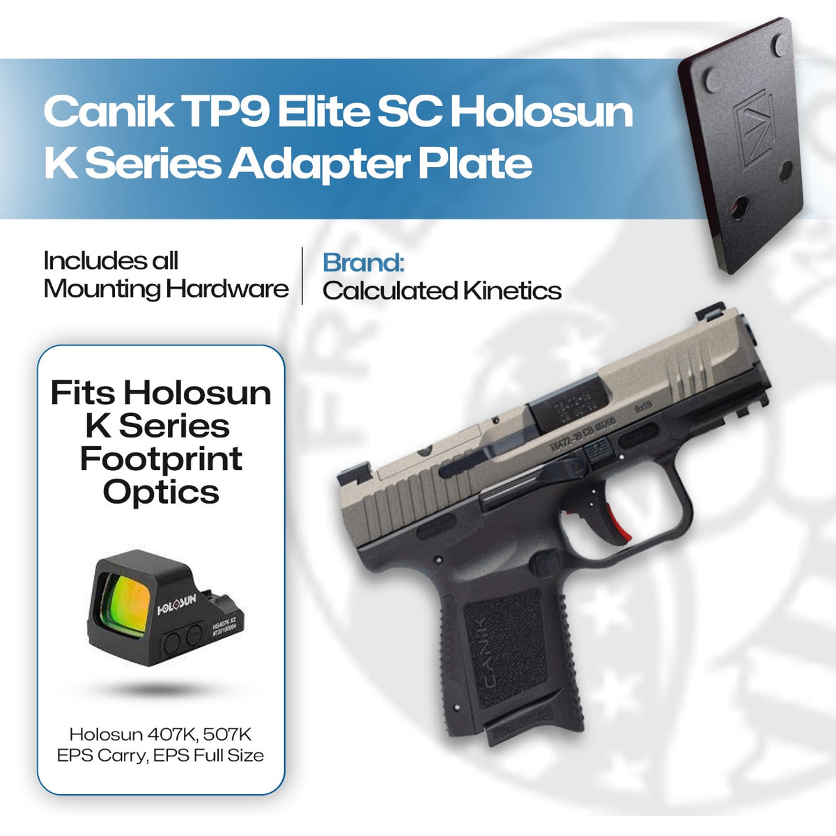 Canik TP9 Elite SC Holosun 407K/507K/EPS Carry Adapter Plate Aluminu