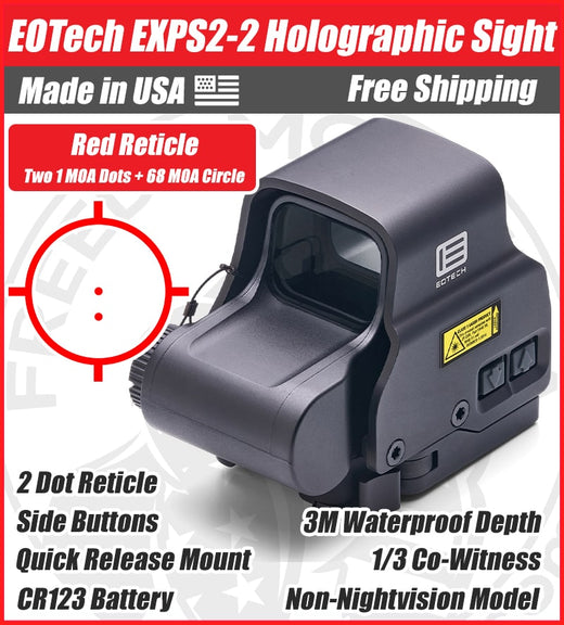 EOTech EXPS2-2 Holographic Red Dot Sight, Two 1 MOA Dots, 68 MOA Outer Ring, Quick Release Mount - EXPS2-2