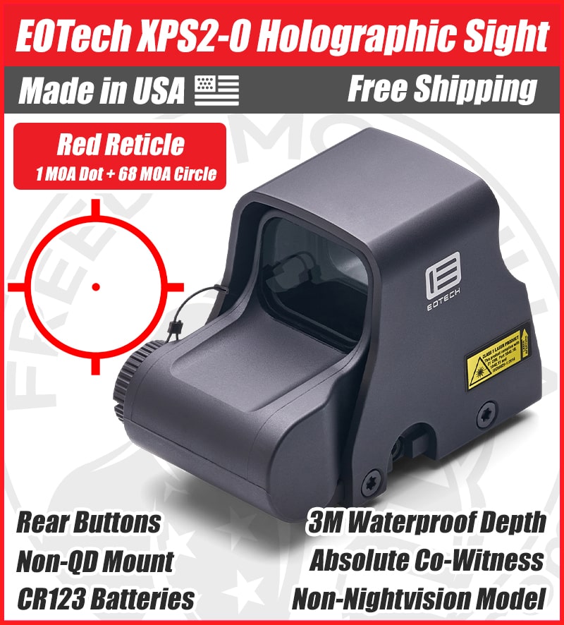 EOTech XPS2-0 Holographic Red Dot Sight, 1 MOA Dot, 68 MOA Outer Ring - XPS2-0