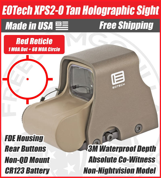OPEN BOX [LIKE NEW] EOTech XPS2-0 Tan/FDE Holographic Red Dot Sight, 1 MOA Dot, 68 MOA Outer Ring - XPS2-0TAN