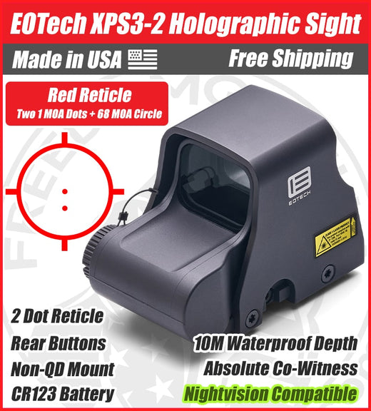 EOTech XPS3-2 Holographic Red Dot Sight, Two 1 MOA Dots, 68 MOA Outer Ring, NV Compatible - XPS3-2
