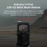 Osight XR Enclosed Red Dot Sight, RMR Footprint, 2/6+32 MOA Multi-Reticle System