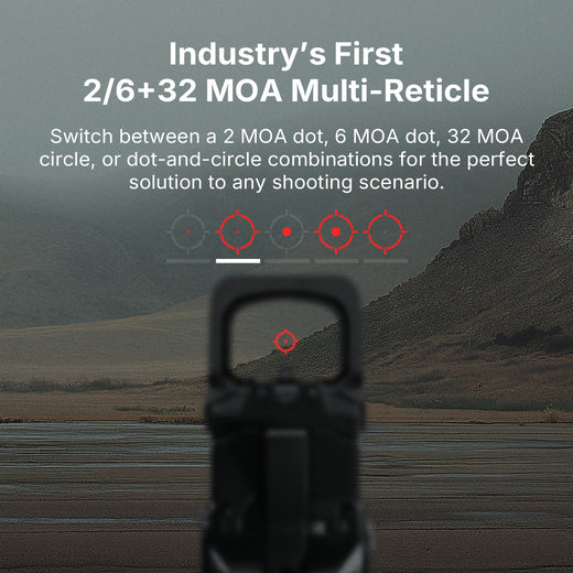 Osight XR Enclosed Red Dot Sight, RMR Footprint, 2/6+32 MOA Multi-Reticle System