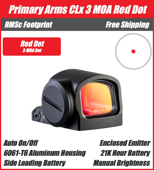 Primary Arms CLx Enclosed Reflex Sight with Autolive - 3 MOA Red Dot - PA-CLX-RS-E