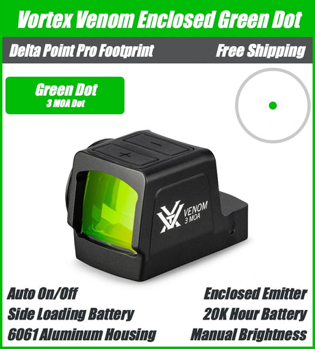 Vortex Venom Enclosed Red Dot, DPP Footprint, 3/6MOA Red/Green Dot