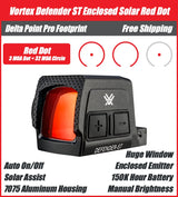 Vortex Defender ST Enclosed Solar Red Dot, DPP Footprint, 32 MOA Circle + 3 MOA Dot Reticle, DFST-MRD3-E