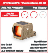 Vortex Defender ST FDE Enclosed Solar Red Dot, DPP Footprint, 32 MOA Circle + 3 MOA Dot Reticle, DFST-MRD3-E-T
