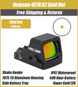 Holosun 407K X2 Gold Dot, 6 MOA, K Series Footprint (Modified RMSc), Side Battery - HS407K-X2-GOLD